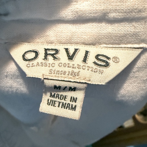 Orvis Women's Sz M Linen Blend Lightweight Short Sleeve Button Down Blouse - Picture 3 of 5